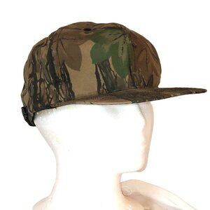 Duck Bay Trucker Hat Tree Bark Camouflage Zip Back Hunting Cap Vintage 80s